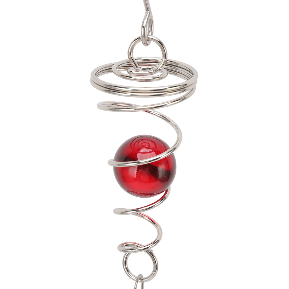 2Pcs Gazing Ball Spiral Tail Wind Spinner Stabilizer Stainless Steel Spiral Wind Chimes for Outside Red