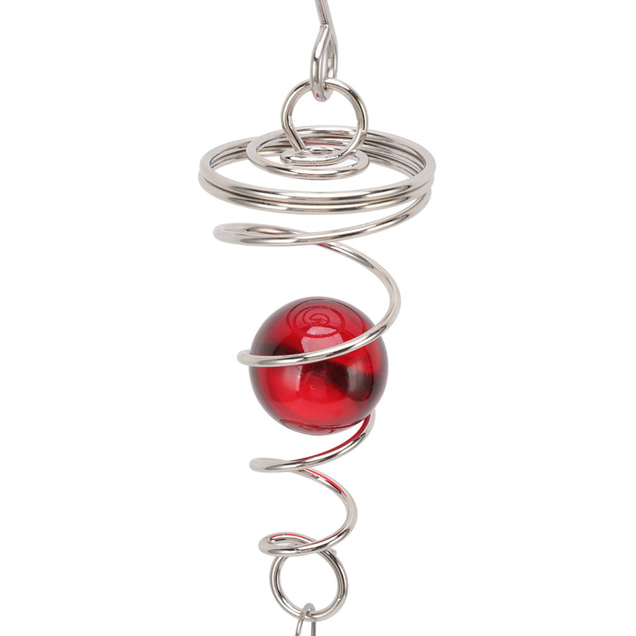 2Pcs Gazing Ball Spiral Tail Wind Spinner Stabilizer Stainless Steel Spiral Wind Chimes for Outside Red