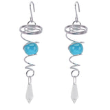 2Pcs Gazing Ball Spiral Tail Wind Spinner Stabilizer Stainless Steel Spiral Wind Chimes for Outside Lake Blue