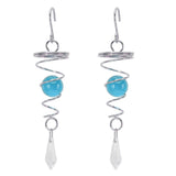2Pcs Gazing Ball Spiral Tail Wind Spinner Stabilizer Stainless Steel Spiral Wind Chimes for Outside Lake Blue