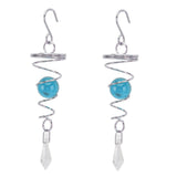 2Pcs Gazing Ball Spiral Tail Wind Spinner Stabilizer Stainless Steel Spiral Wind Chimes for Outside Lake Blue - 45-Degree Angle