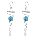 2Pcs Gazing Ball Spiral Tail Wind Spinner Stabilizer Stainless Steel Spiral Wind Chimes for Outside Lake Blue