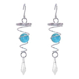 2Pcs Gazing Ball Spiral Tail Wind Spinner Stabilizer Stainless Steel Spiral Wind Chimes for Outside Lake Blue - Close-Up Angle