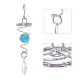 2Pcs Gazing Ball Spiral Tail Wind Spinner Stabilizer Stainless Steel Spiral Wind Chimes for Outside Lake Blue