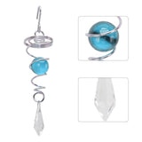 2Pcs Gazing Ball Spiral Tail Wind Spinner Stabilizer Stainless Steel Spiral Wind Chimes for Outside Lake Blue