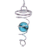2Pcs Gazing Ball Spiral Tail Wind Spinner Stabilizer Stainless Steel Spiral Wind Chimes for Outside Lake Blue