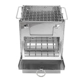 Camping Wood Stove Foldable Stainless Steel Integrated Mini BBQ Grill for Warm Outdoor Picnic - Front View