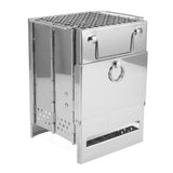 Camping Wood Stove Foldable Stainless Steel Integrated Mini BBQ Grill for Warm Outdoor Picnic - Rear View