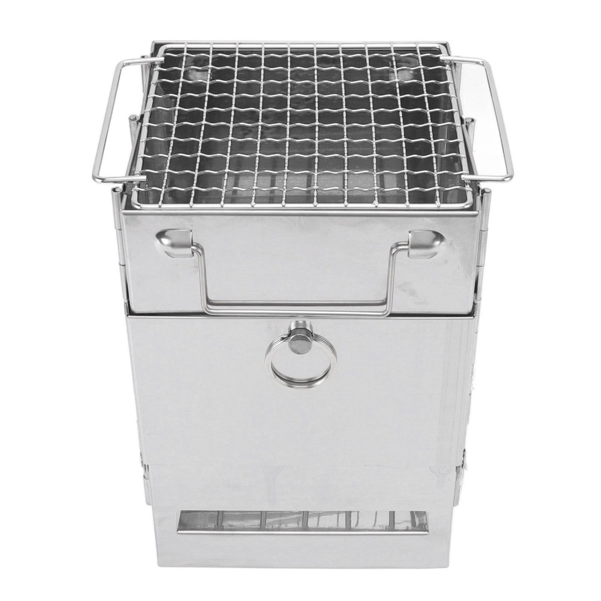 Camping Wood Stove Foldable Stainless Steel Integrated Mini BBQ Grill for Warm Outdoor Picnic