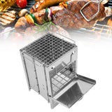Camping Wood Stove Foldable Stainless Steel Integrated Mini BBQ Grill for Warm Outdoor Picnic