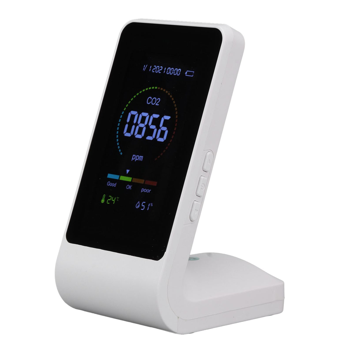 CO2 Monitor Carbon Dioxide Detect Indoor Air Quality Monitor Temperature Humidity Detection White