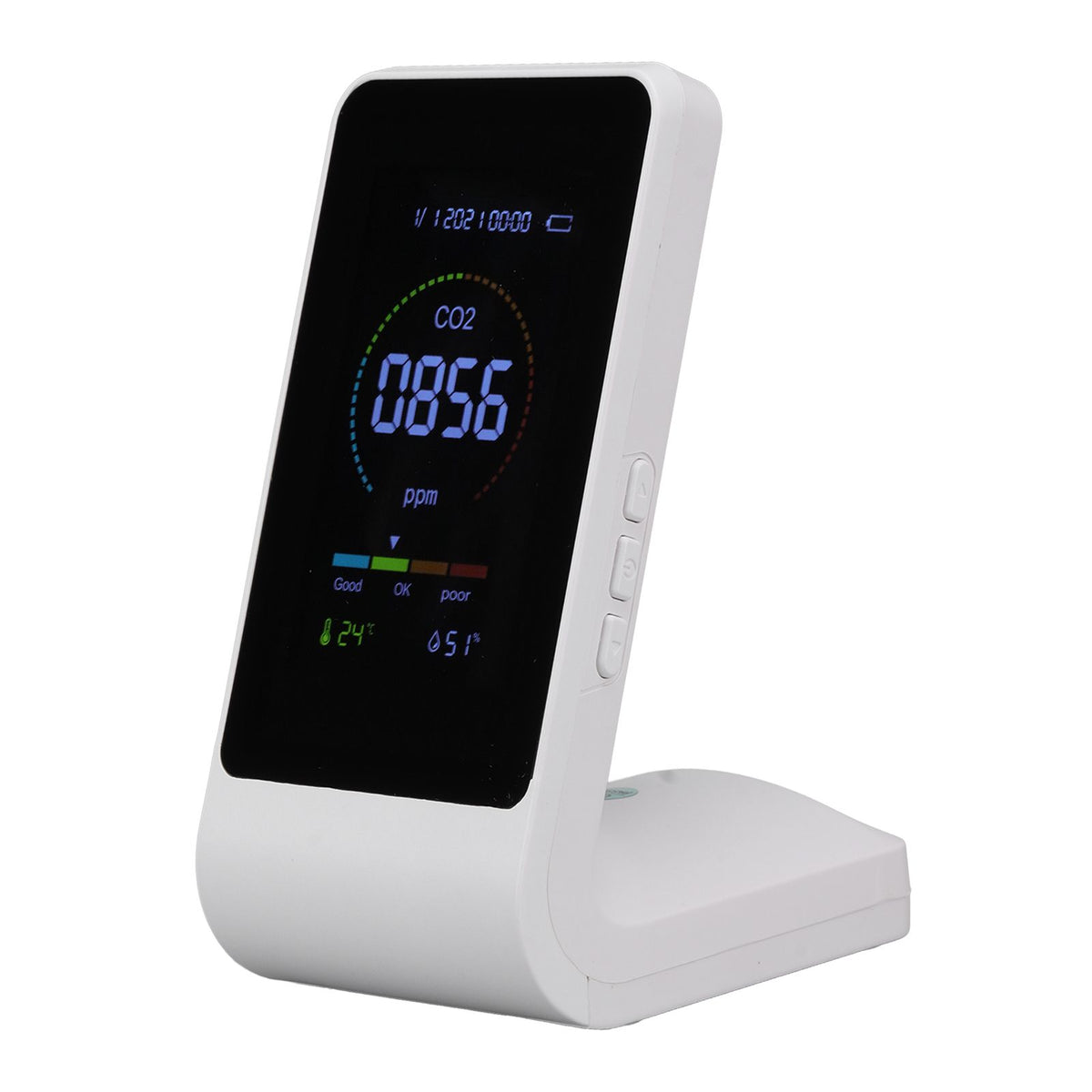 CO2 Monitor Carbon Dioxide Detect Indoor Air Quality Monitor Temperature Humidity Detection White