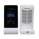CO2 Monitor Carbon Dioxide Detect Indoor Air Quality Monitor Temperature Humidity Detection White - Low Angle