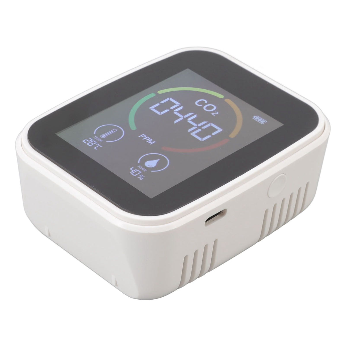 Indoor Air Quality Monitor Co2 Carbon Dioxide Detector TVOC Air Temperature Humidity Quality Detector White