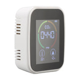 Indoor Air Quality Monitor Co2 Carbon Dioxide Detector TVOC Air Temperature Humidity Quality Detector White - Side View