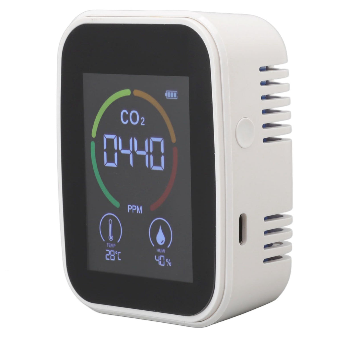 Indoor Air Quality Monitor Co2 Carbon Dioxide Detector TVOC Air Temperature Humidity Quality Detector White