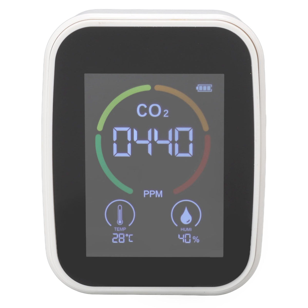 Indoor Air Quality Monitor Co2 Carbon Dioxide Detector TVOC Air Temperature Humidity Quality Detector White