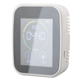Indoor Air Quality Monitor Co2 Carbon Dioxide Detector TVOC Air Temperature Humidity Quality Detector White - Close-Up Angle