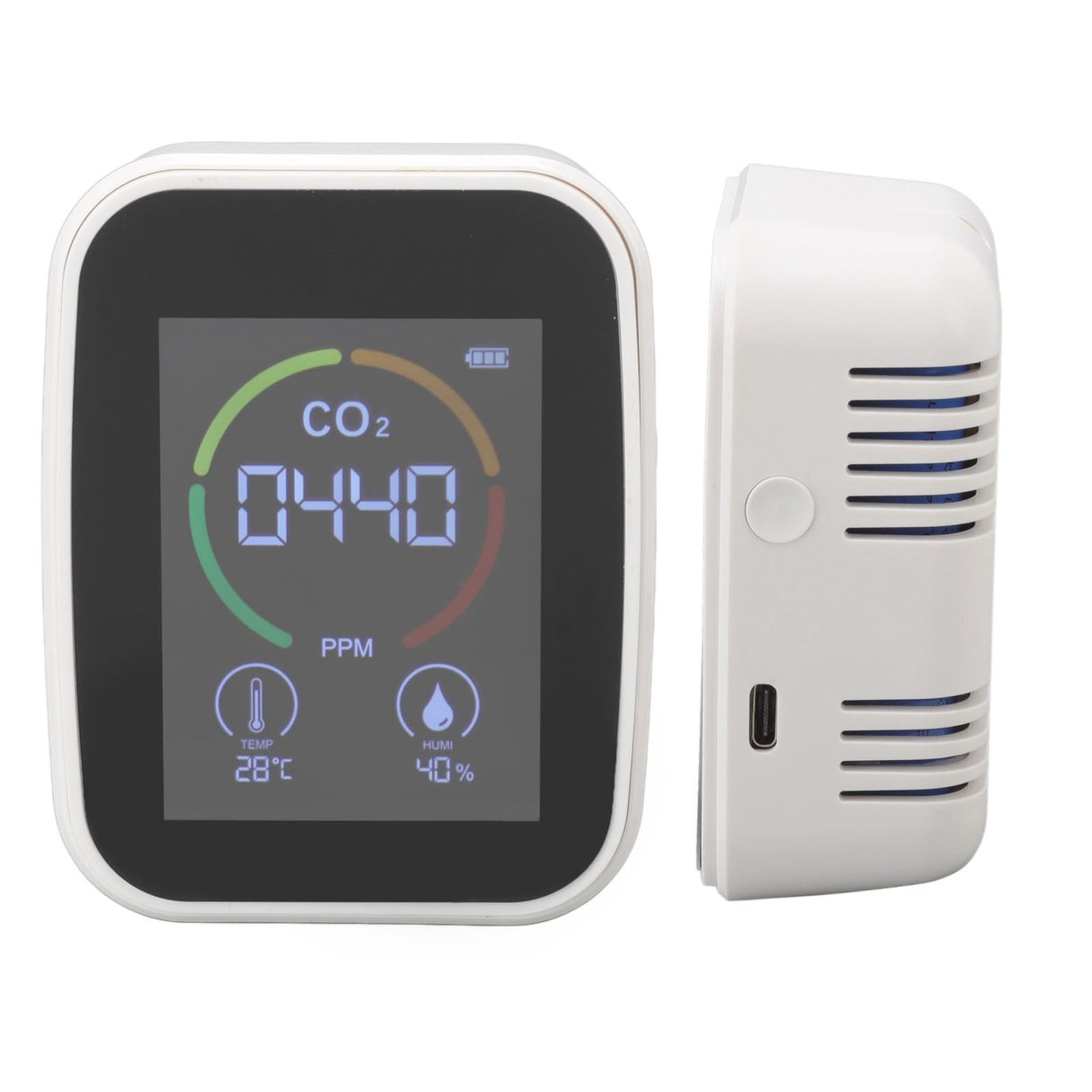 Indoor Air Quality Monitor Co2 Carbon Dioxide Detector TVOC Air Temperature Humidity Quality Detector White