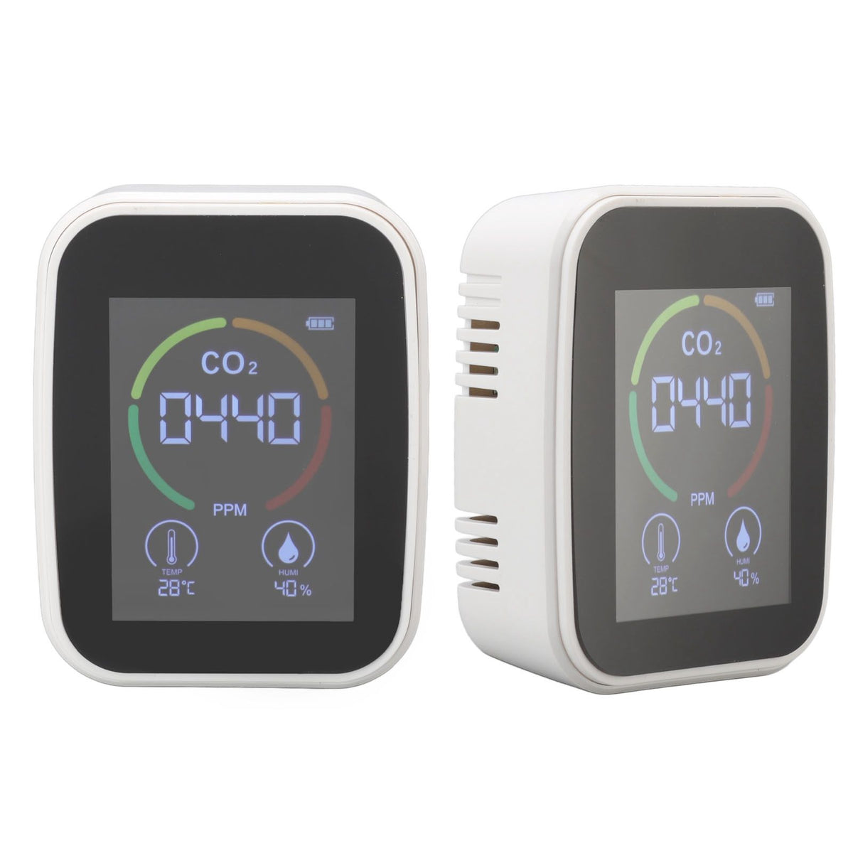Indoor Air Quality Monitor Co2 Carbon Dioxide Detector TVOC Air Temperature Humidity Quality Detector White