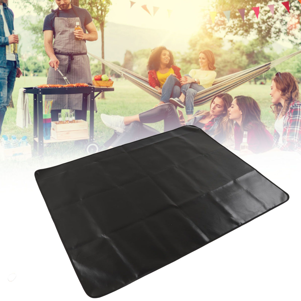 Grill Mats Double Sided Silicone Fireproof Reusable Foldable BBQ Pads for Outdoor Camping Garden Yard Picnic 152x122CM Rectangle