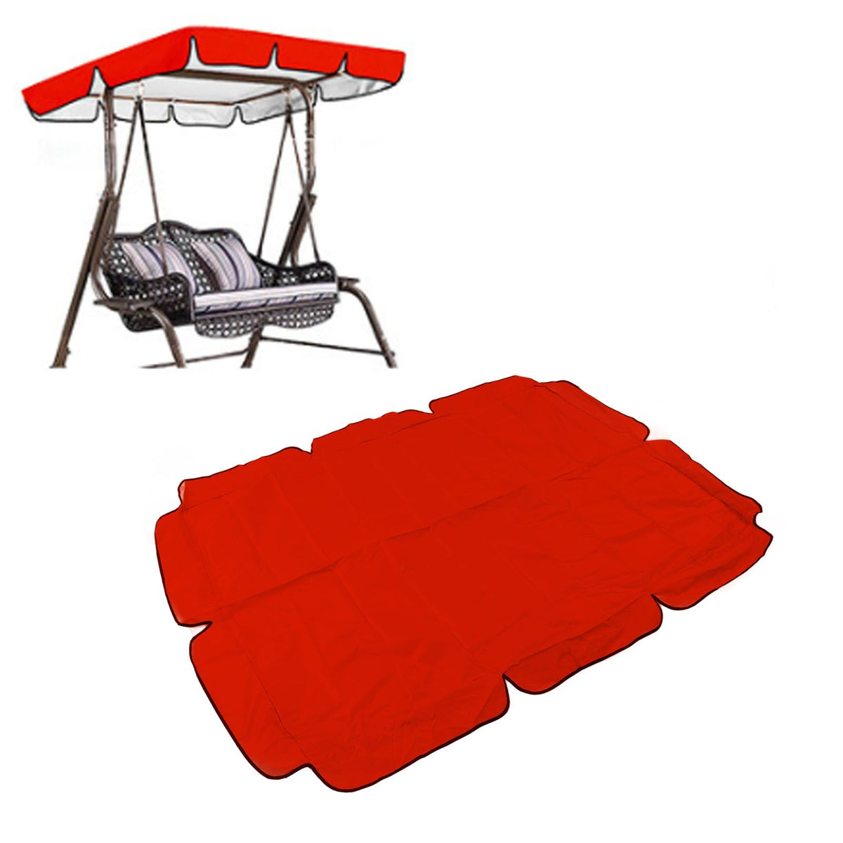 Waterproof Outdoor Swing Canopy Replacement 420D Silver Coated Oxford Fabric Swing Chair Canopy for Outdoor Garden Patio Red