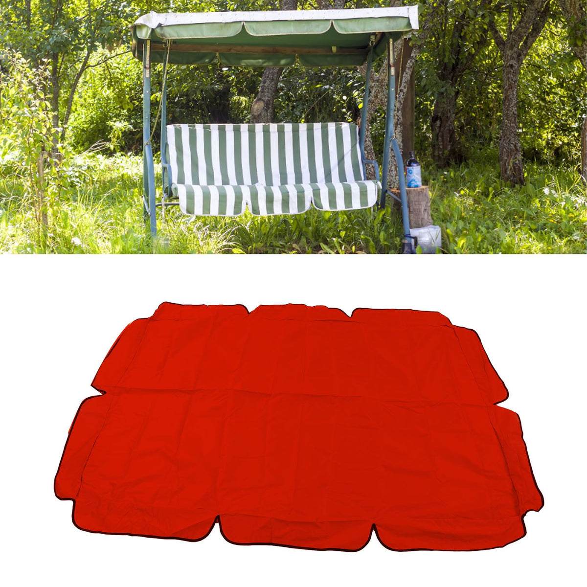Waterproof Outdoor Swing Canopy Replacement 420D Silver Coated Oxford Fabric Swing Chair Canopy for Outdoor Garden Patio Red