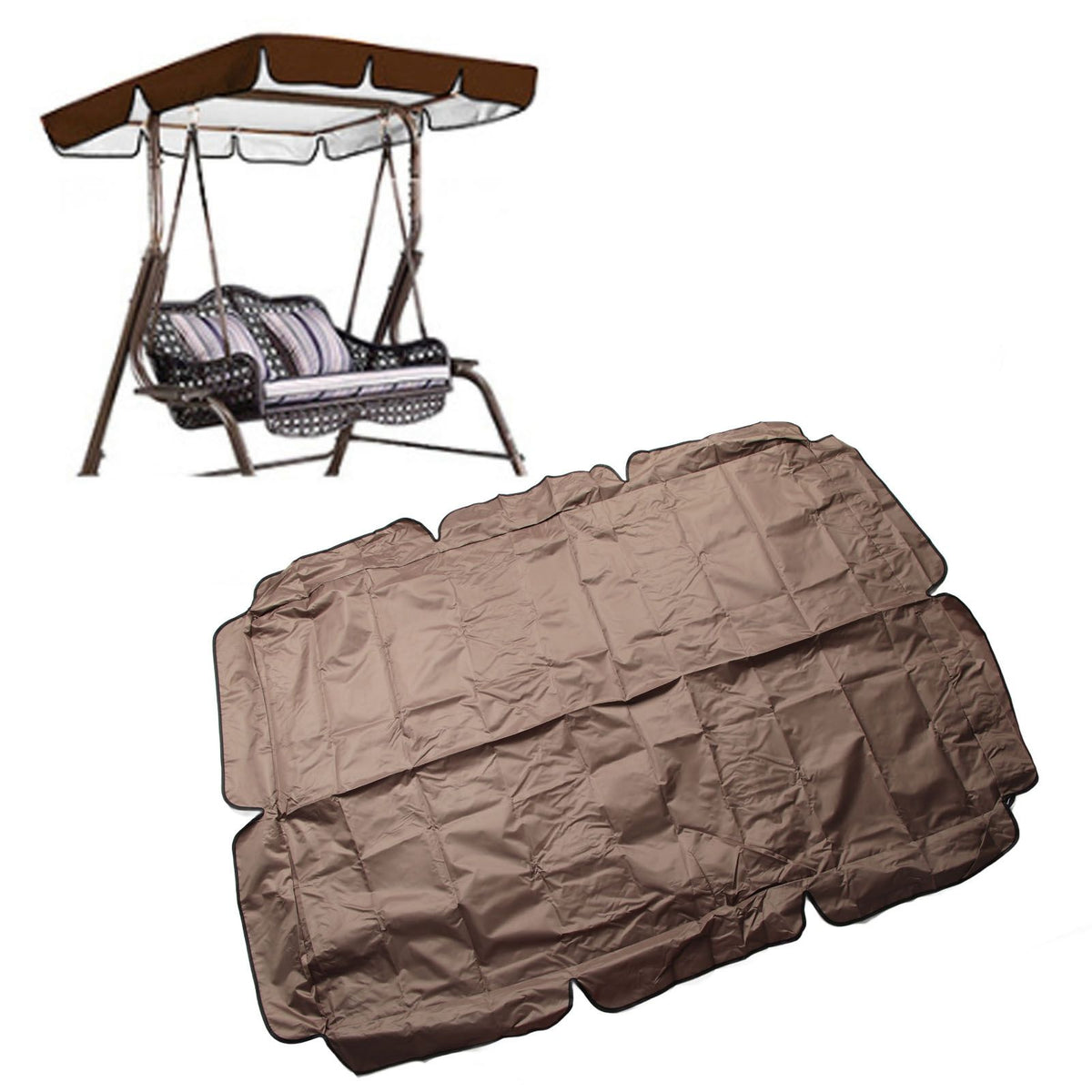 Waterproof Outdoor Swing Canopy Replacement 420D Silver Coated Oxford Fabric Swing Chair Canopy for Outdoor Garden Patio Coffee