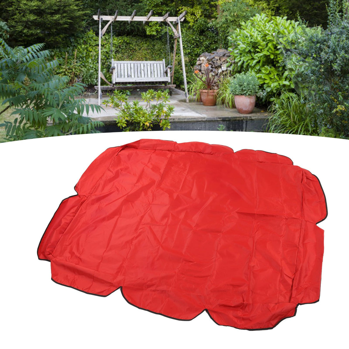 Swing Canopy 210D Silver Coated Oxford Waterproof UV Proof for Outdoor Patio Yard Chair 142x120x18cm Red