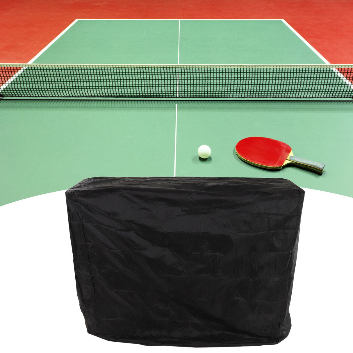 Ping Pong Table Dust Cover 190 Silver Coating Waterproof Table Tennis Cover for Outdoor Courtyard Drawstring Style 155x75x144cm / 61.0x29.5x56.7in Black