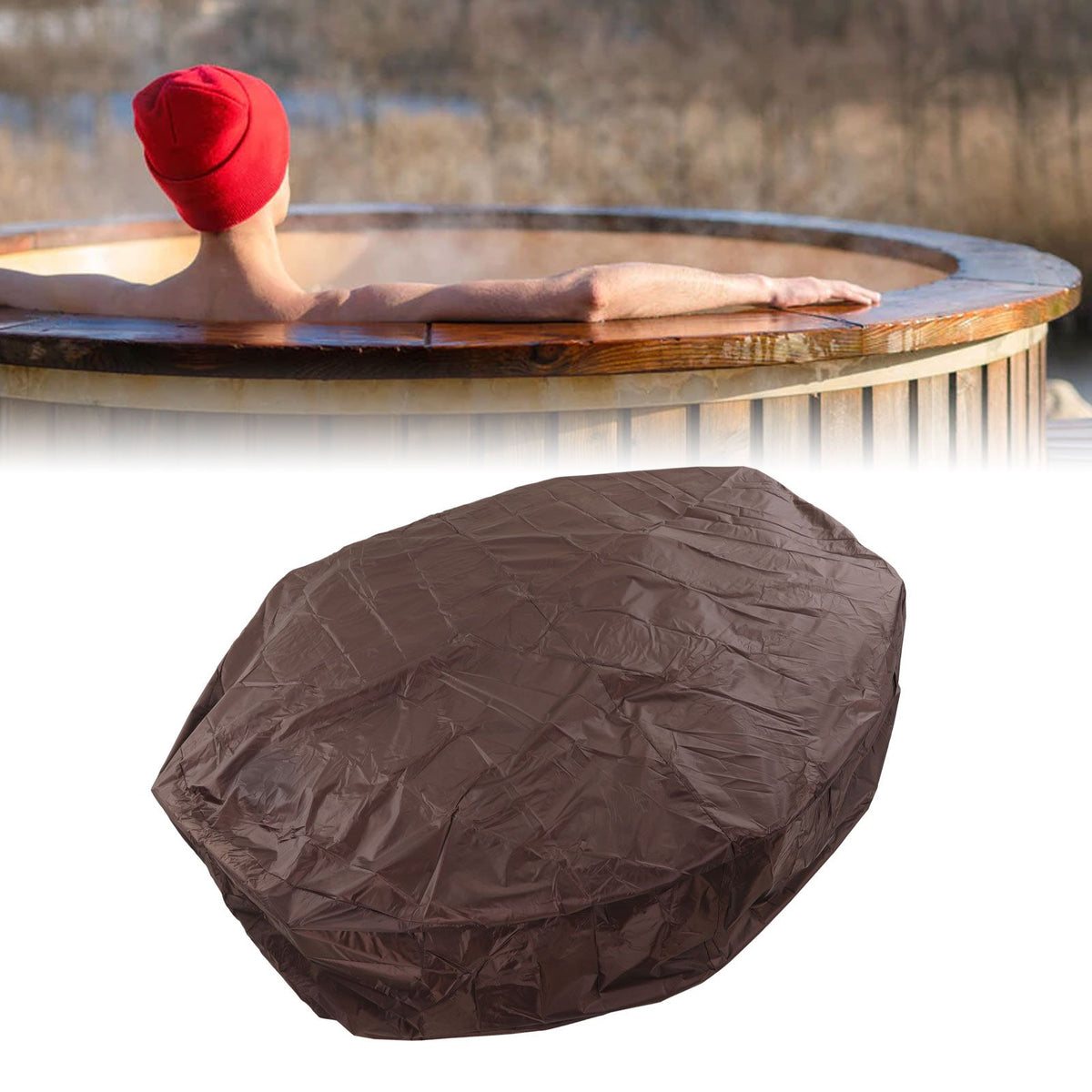 Outdoor Furniture Dust Covers Round Bathtub Cover 190 Silver Polyester Taffeta Hot Tub Waterproof Cover 210x30cm Coffee