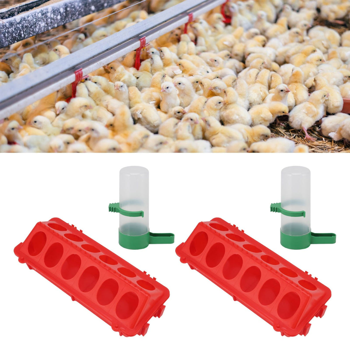 2Set Flip Top Chick Birds Water Feeder PP Chicken Trough Automatic Feeder with Splatter Proof Cover Poultry Equipment M Waterer 90ML