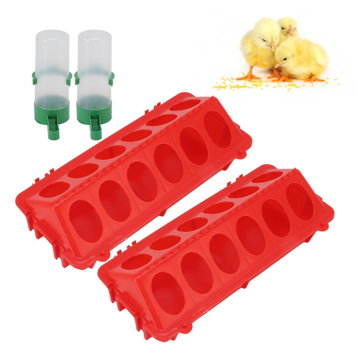 2Set Flip Top Chick Birds Water Feeder PP Chicken Trough Automatic Feeder with Splatter Proof Cover Poultry Equipment S Waterer 60ML
