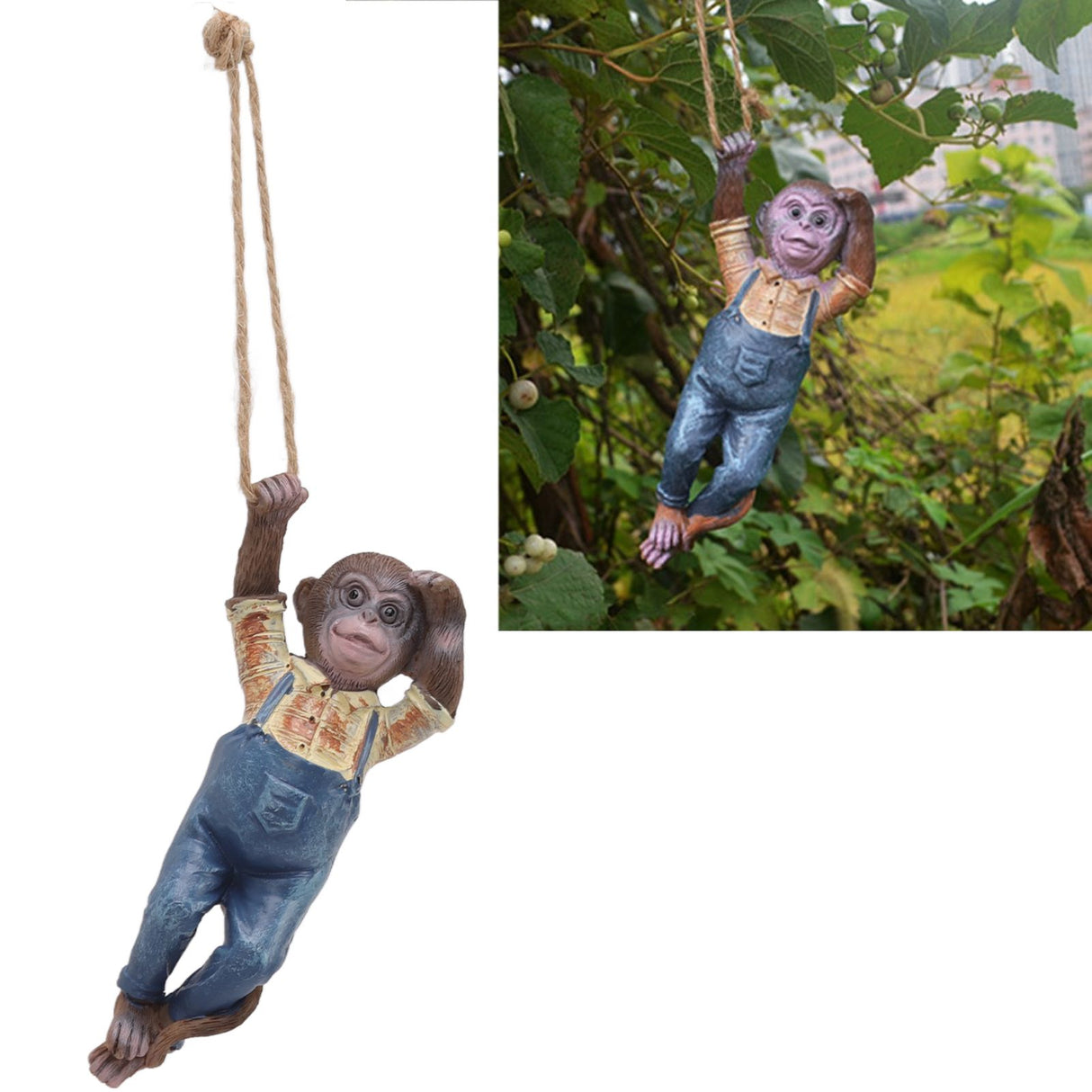 Garden Monkey Statues Cute Simulation Resin Hanging Monkey Garden Ornament for Outdoor Garden Lawn Patio