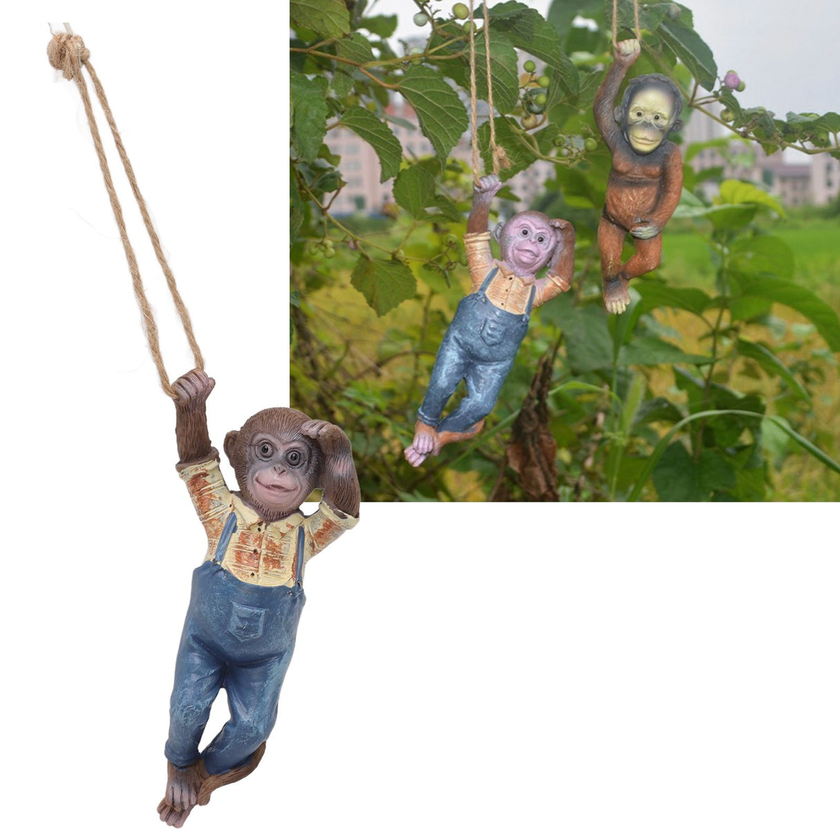 Garden Monkey Statues Cute Simulation Resin Hanging Monkey Garden Ornament for Outdoor Garden Lawn Patio