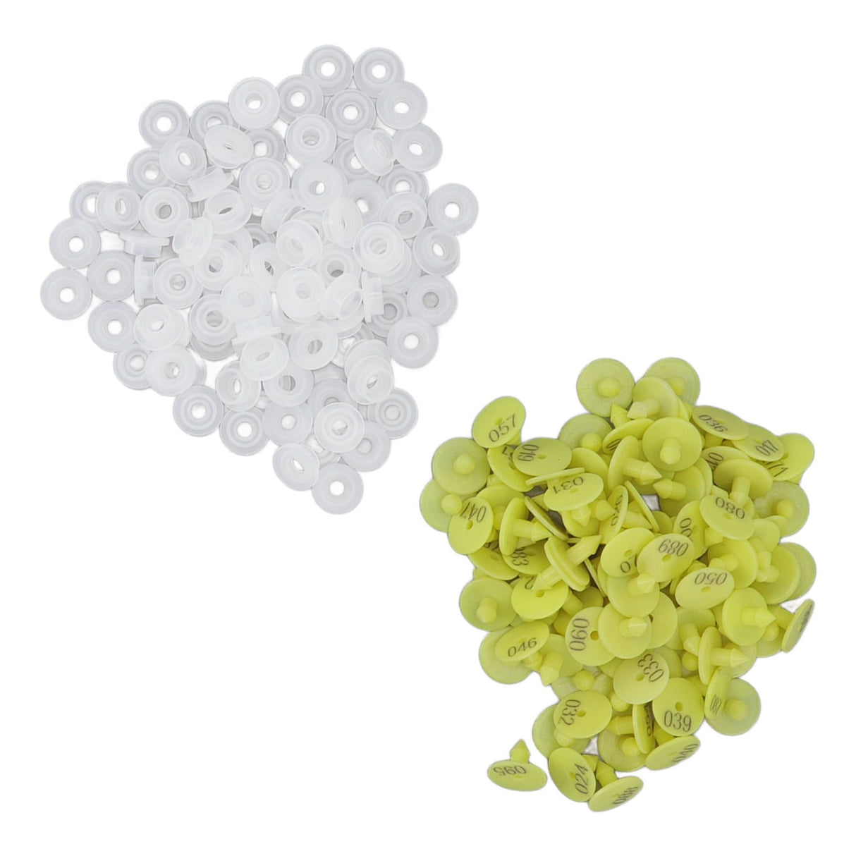 100PCS Livestock Ear Tag Bright Yellow PP Fadeless Reusable Universal Animal Ear Tag for Rabbit