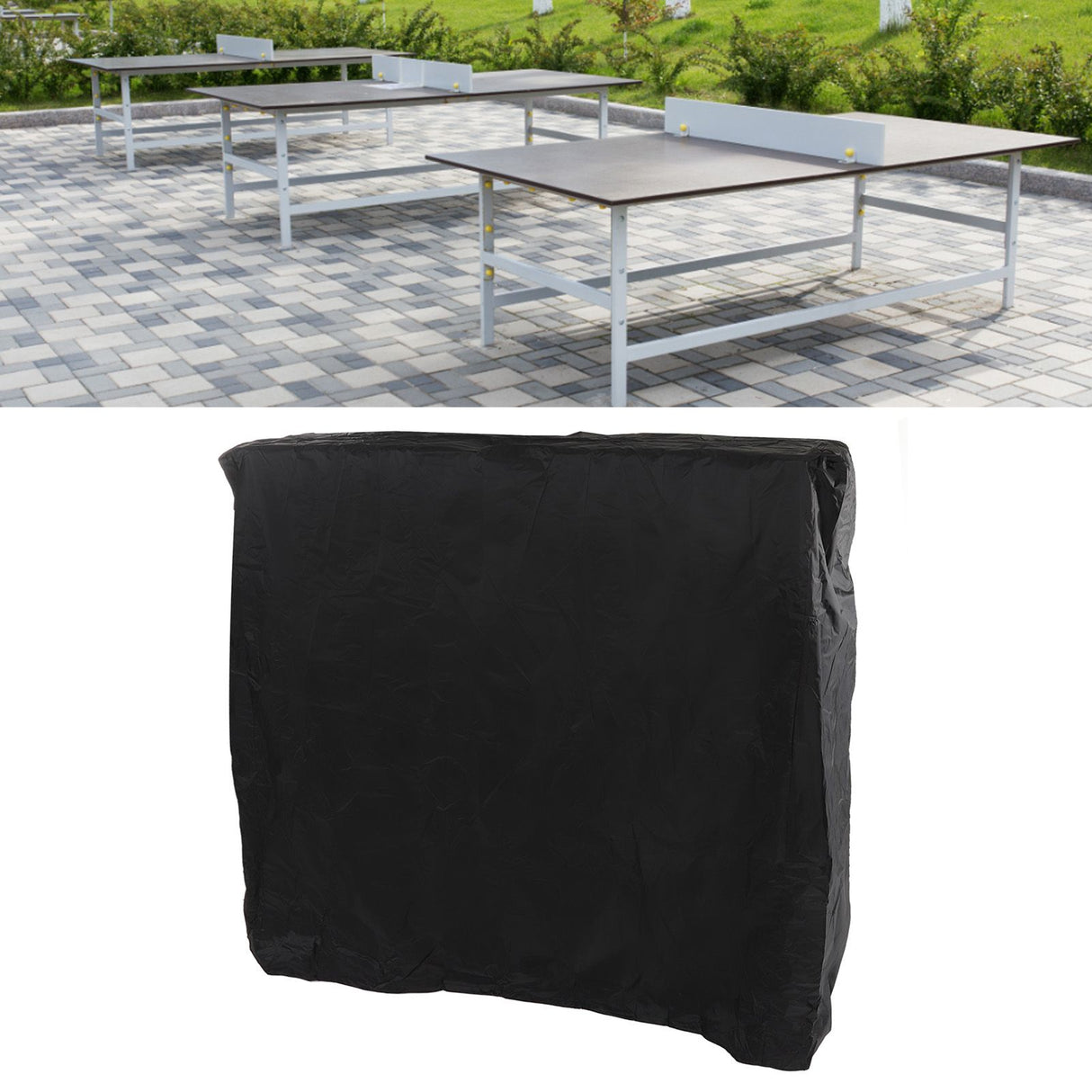 Ping Pong Table Cover Black Zippered 210 Silver Coated Waterproof Dustproof Tennis Table Cover for Patio 155x75x150cm