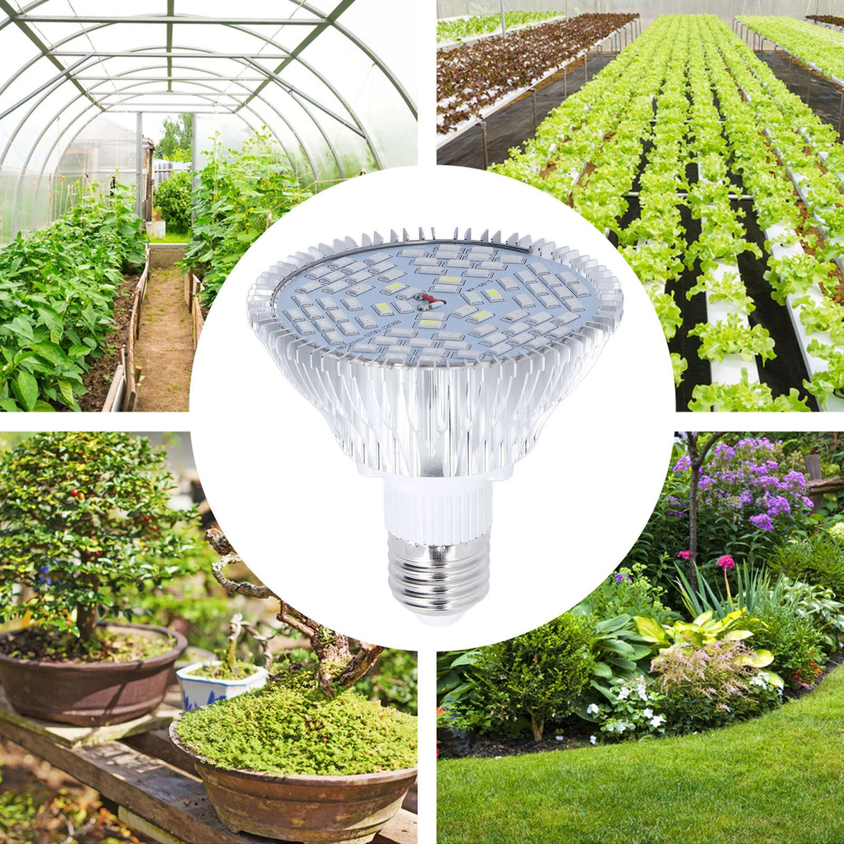 LED Grow Lamp Bulb E27 Low Power Consumption Full Spectrum Low Heat Generation LED Plant Growth Lamp Bulb 85‑265V 50W, 78 Beads