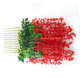 Simulated 6 Leaves Wisteria Decoration Silk Flower Artificial Faux Indoor Vine Wisteria Ornament for Home Red