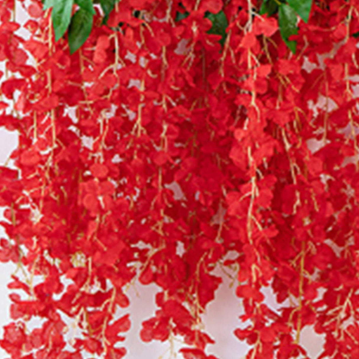 Simulated 6 Leaves Wisteria Decoration Silk Flower Artificial Faux Indoor Vine Wisteria Ornament for Home Red