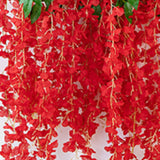 Simulated 6 Leaves Wisteria Decoration Silk Flower Artificial Faux Indoor Vine Wisteria Ornament for Home Red