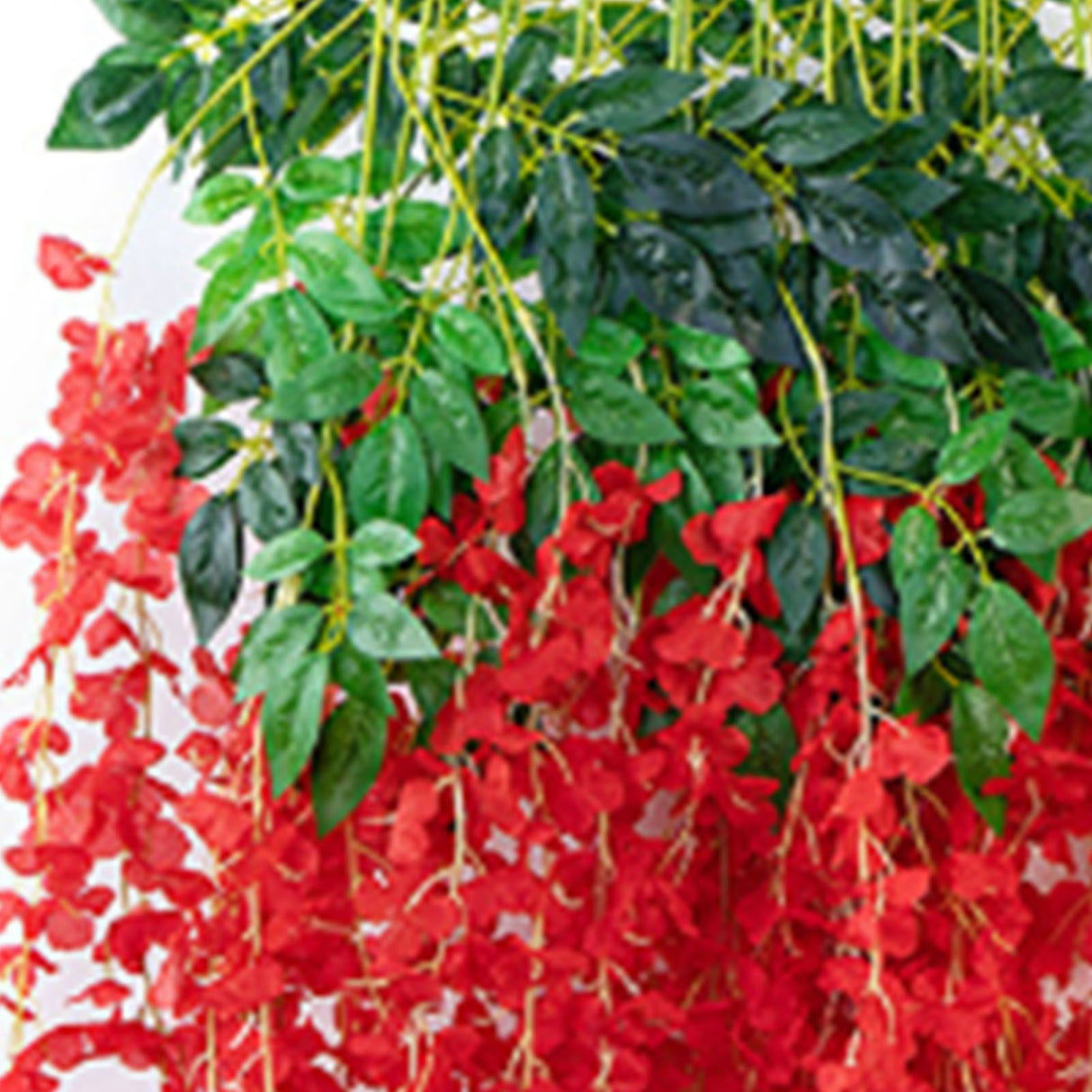 Simulated 6 Leaves Wisteria Decoration Silk Flower Artificial Faux Indoor Vine Wisteria Ornament for Home Red