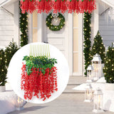 Simulated 6 Leaves Wisteria Decoration Silk Flower Artificial Faux Indoor Vine Wisteria Ornament for Home Red - Extra Image