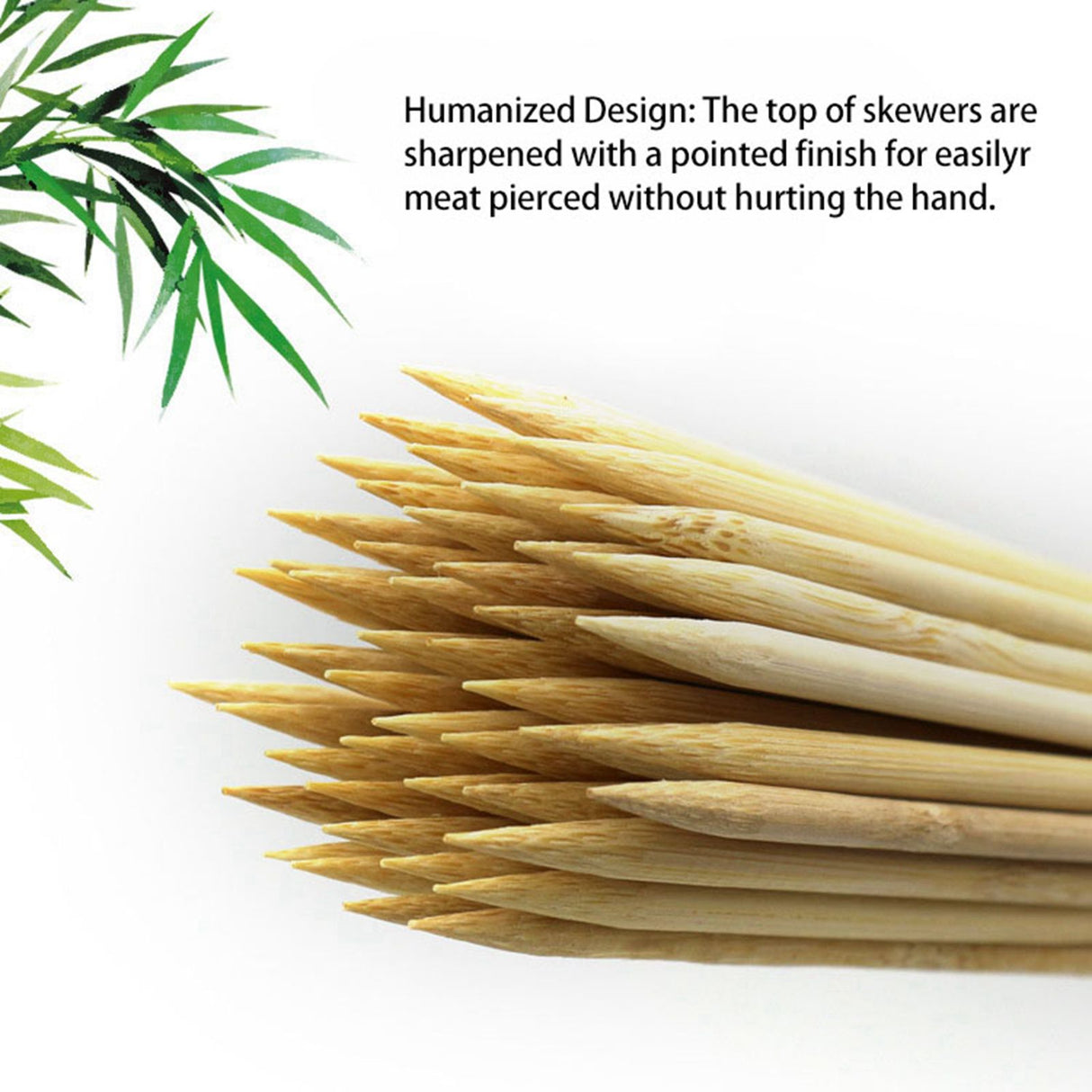 Disposable Barbecue Skewers Bamboo for Barbecue BBQ Appetiser Fruit Kabob Chocolate Fountain Grilling 3mm 25cm