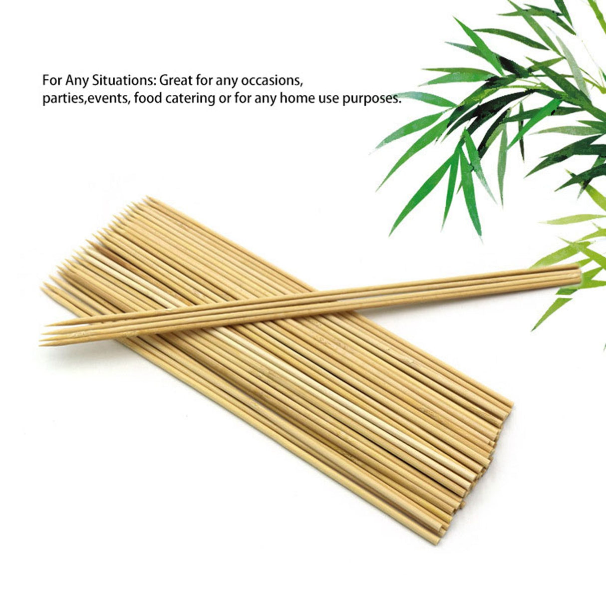 Disposable Barbecue Skewers Bamboo for Barbecue BBQ Appetiser Fruit Kabob Chocolate Fountain Grilling 3mm 25cm