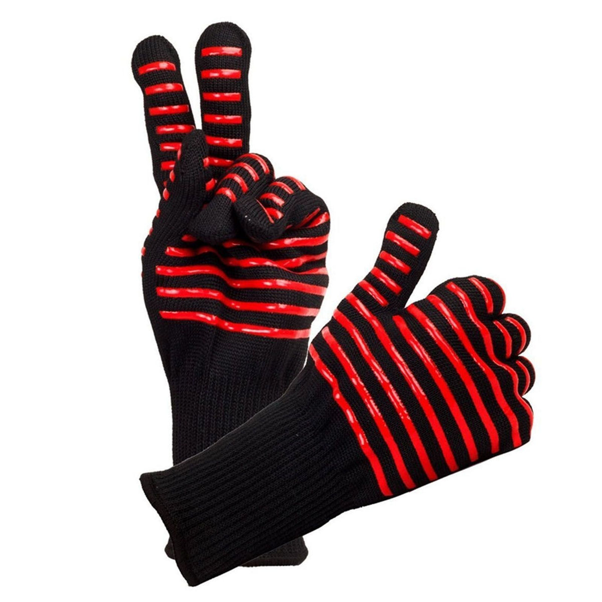 2PCS BBQ Fire Gloves Flame Retardant High Temperature Resistant Microwave Oven Gloves for Industrial