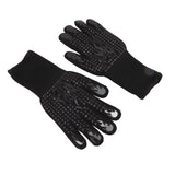 2 Pcs Heat Resistant Gloves Thermal Isolation High Temperature Resistant Anti Slip Washable Silicone Knitted Oven Mitts Free Size Black - Top-Down View
