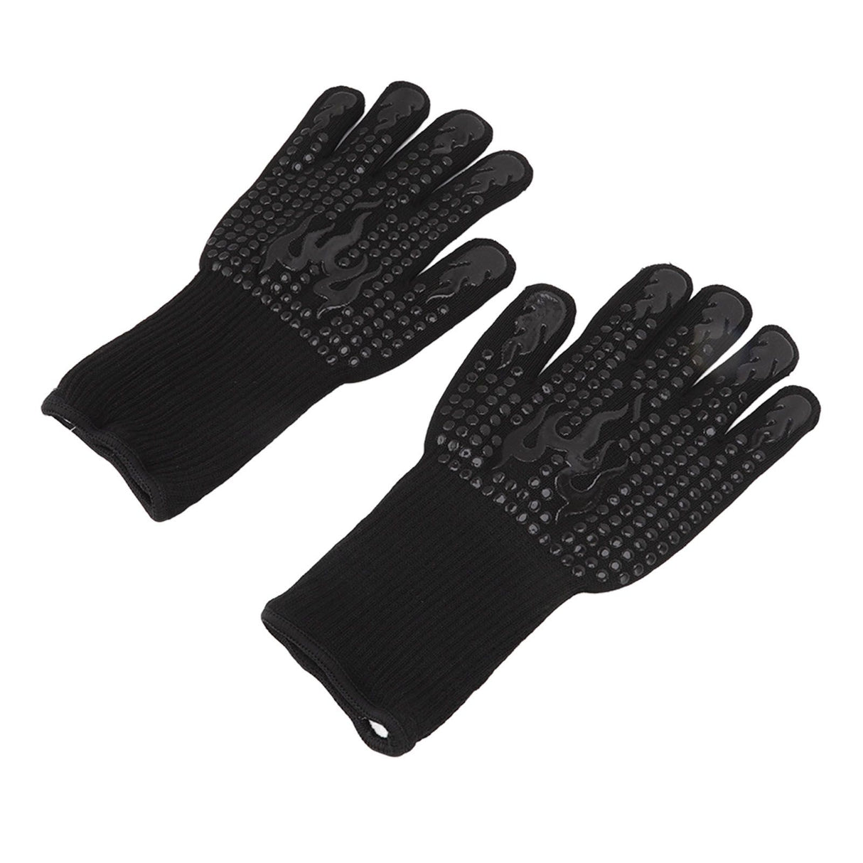2 Pcs Heat Resistant Gloves Thermal Isolation High Temperature Resistant Anti Slip Washable Silicone Knitted Oven Mitts Free Size Black