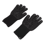 2 Pcs Heat Resistant Gloves Thermal Isolation High Temperature Resistant Anti Slip Washable Silicone Knitted Oven Mitts Free Size Black - Rear View
