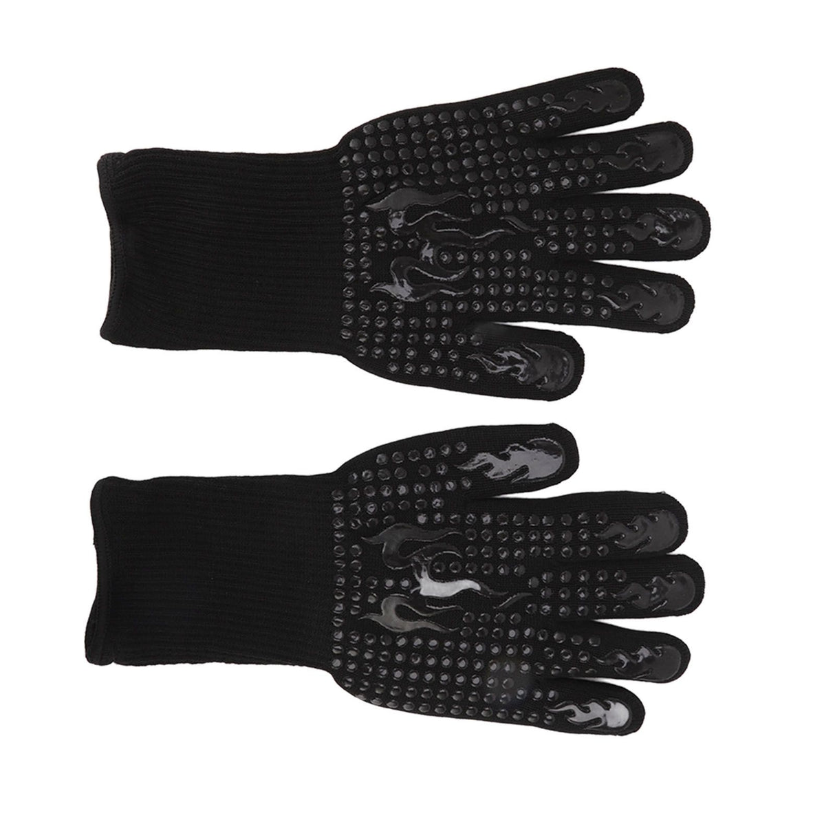 2 Pcs Heat Resistant Gloves Thermal Isolation High Temperature Resistant Anti Slip Washable Silicone Knitted Oven Mitts Free Size Black